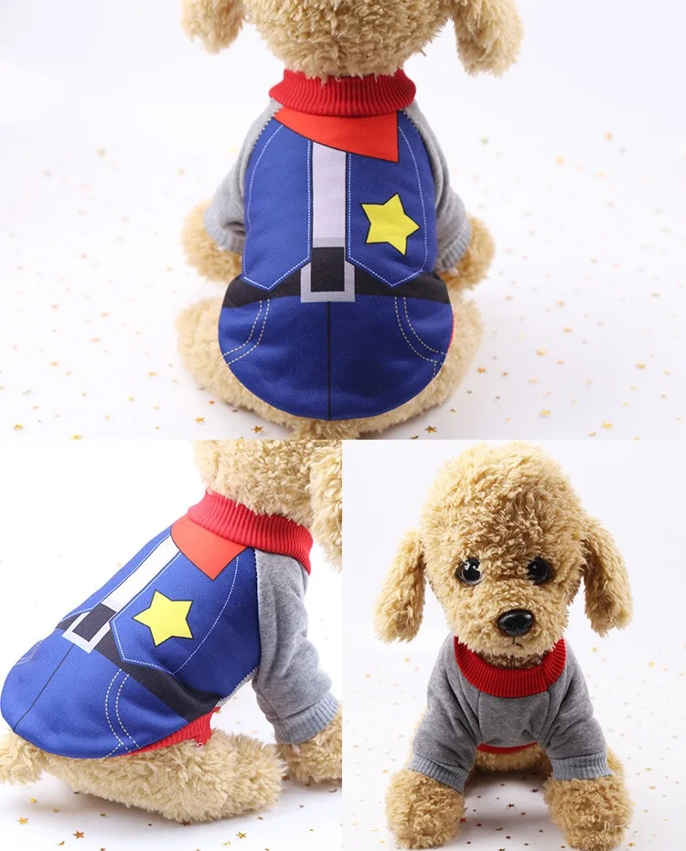 Autumn/Winter Pet Dog Clothes Cartoon Printed Warm Puppy Cats Sweaters Coat For Small Dogs Chihuahua Pug Jackets Clothing