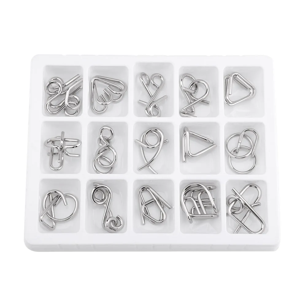 15 шт./компл. классическая металлическая головоломка из проводов IQ Mind паззлы для