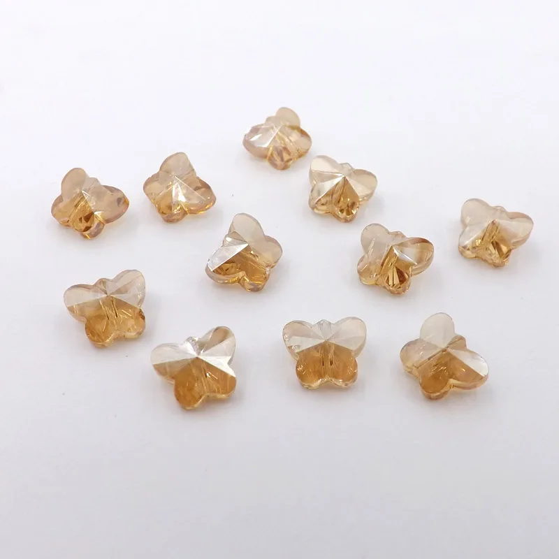 Стеклянные бусины в форме бабочки QIAOHE, 50 шт., незакрепленные бусины 10x8 мм для изготовления модных украшений # QHGZ57