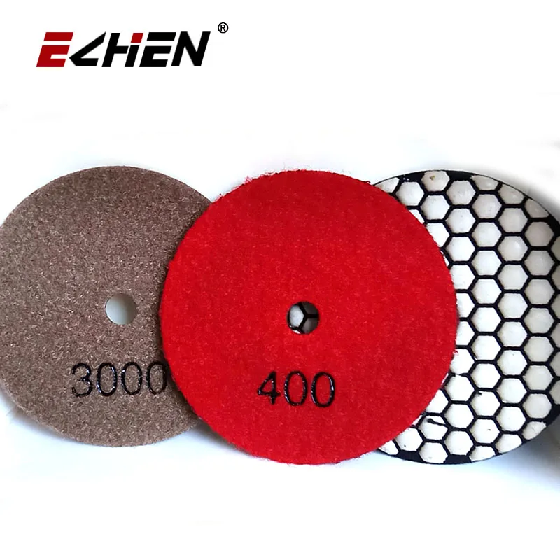 ECHENTOOL 3 шт 4 &quot/100 мм белый буф алмазные сухие полировочные колодки каменная смола