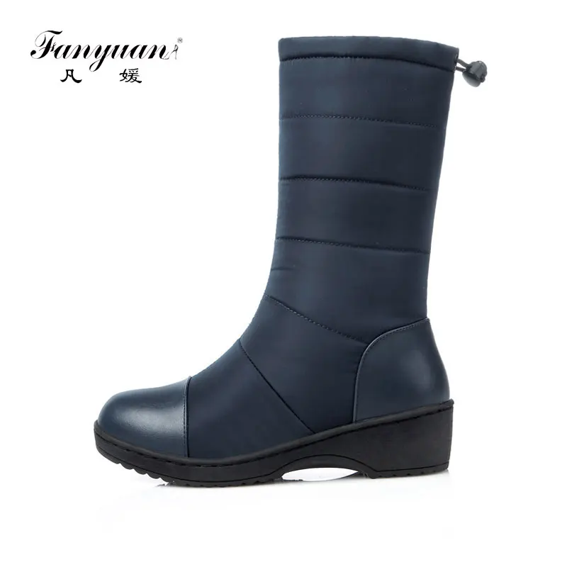 Модные женские ботинки Fanyuan зимние ботильоны без шнуровки обувь на танкетке