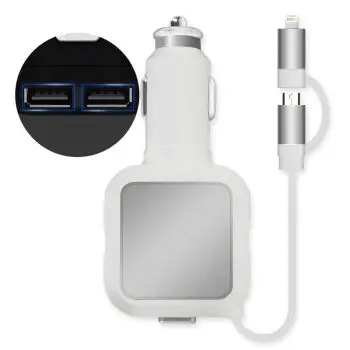 Новинка, CNankcu, 2 в 1, Micro, 8 pin, Выдвижной USB кабель, автомобильное зарядное устройство, два порта usb, портативное мини зарядное устройство 4.8A для iPhone, samsung - Тип штекера: Универсальный