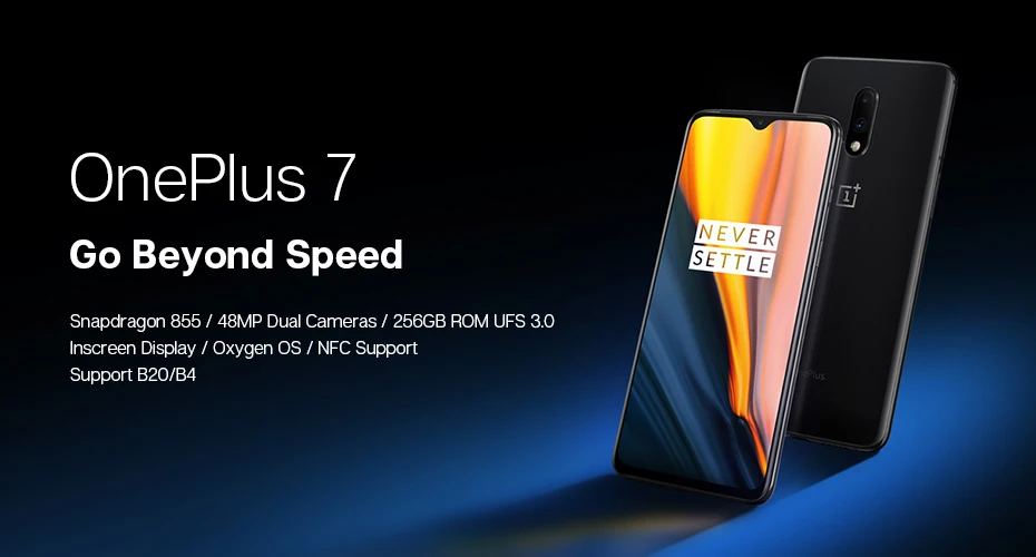 Смартфон Oneplus 7 с глобальной ПЗУ, 8 ГБ, 256 ГБ, Восьмиядерный процессор Snapdragon 855, 6,41 дюймов, AMOLED, 48MP+ 16MP, две камеры, NFC, 3700 мАч, мобильный телефон