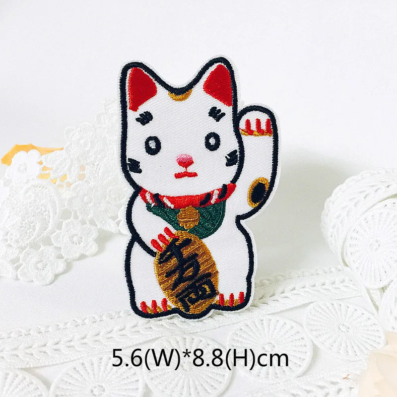 Вышитая нашивка счастливого кота для одежды Стикеры Женская куртка