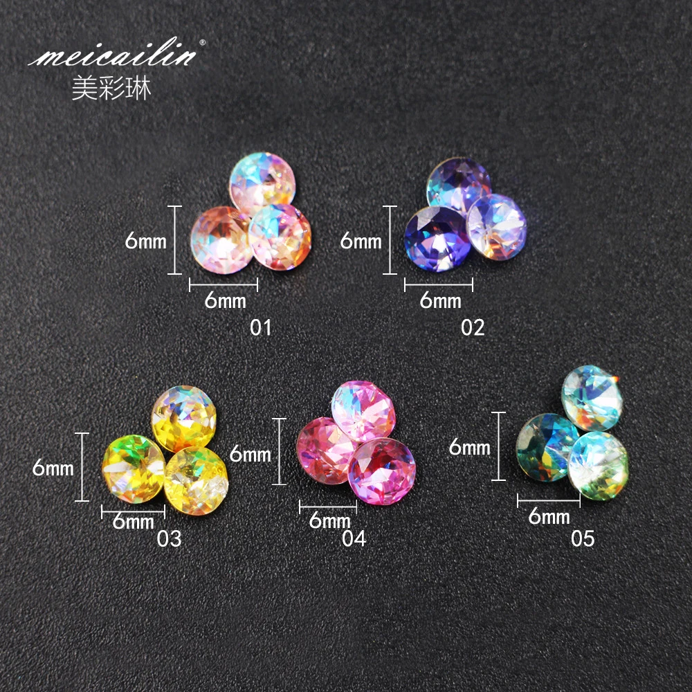 10Pcs/lot Rainbow Nail Art DIY Rhinestone Diamond Gems AB Crystal Glitter 3D Tips Accessoires Jewelry Manicure Tools Decoration | Красота и