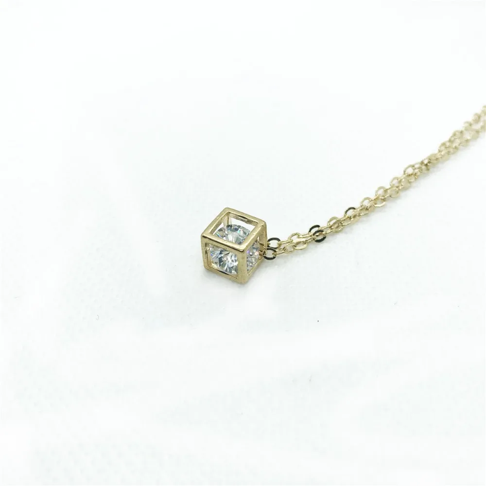 Модное ожерелье с квадратной оправой кулоном золотые аксессуары для пары в