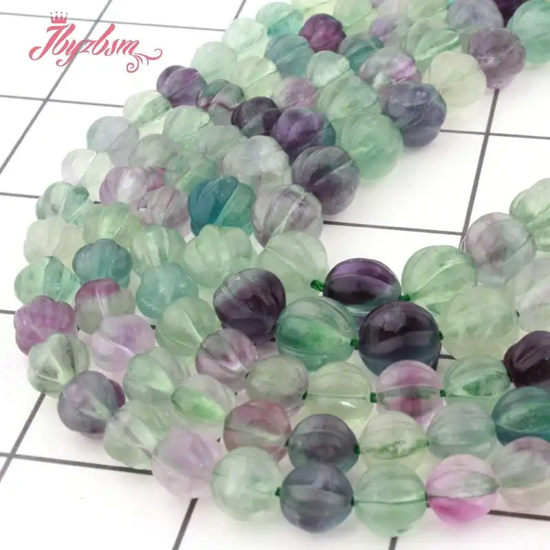 8mm,10mm Smooth Multicolor Pumpkin Fluorite Beads Natural Stone Beads For Necklace Bracelets Jewelry Making 15
