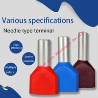 1000pcslot te1008 te1010 insulation terminal cold pressed end double line tube shaped pre insulated end head tubular terminal