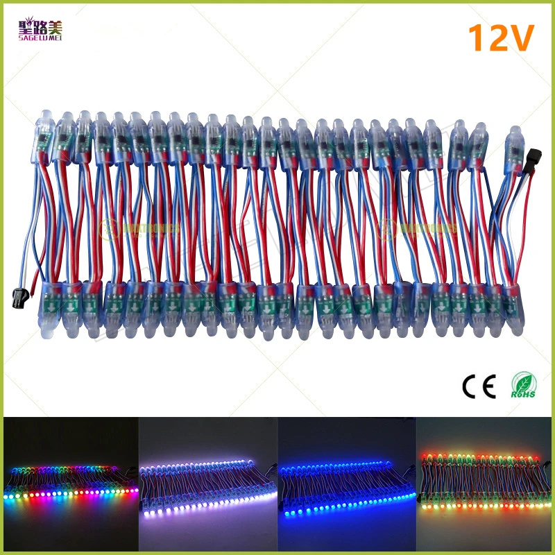 1000 шт. DC5V / DC12V WS2811 IC светодиодный светильник 12 мм полноцветный IP68 наружный