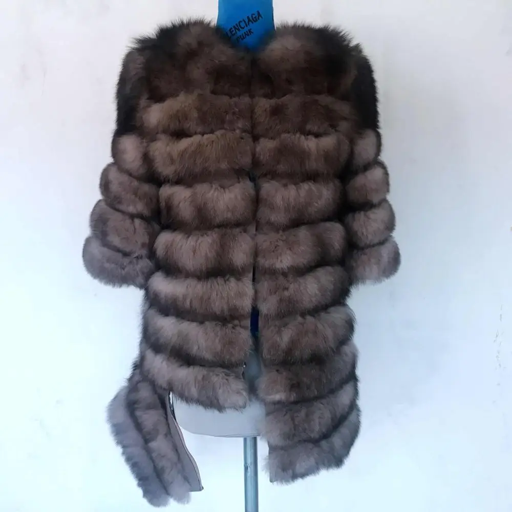 Imitated sable 2 New Brand Winter Real Blue Fox Fur Coat Thick Warm Imitation Of Sables Women's Light Brown Long Jacket The fox fur Coat - Цвет: Imitated sable 2