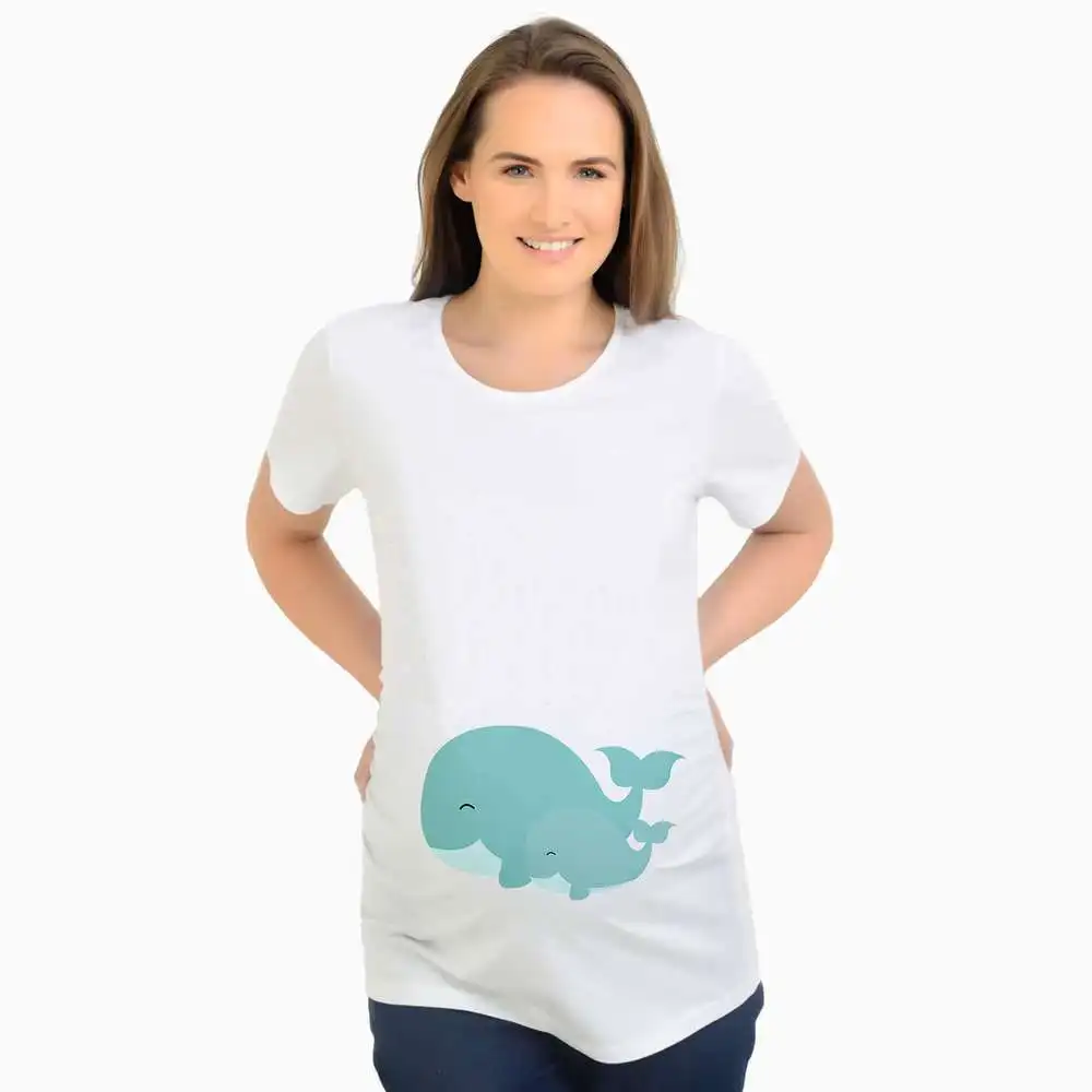 Популярные футболки для беременных милые топы мам и малышей с принтом дельфина