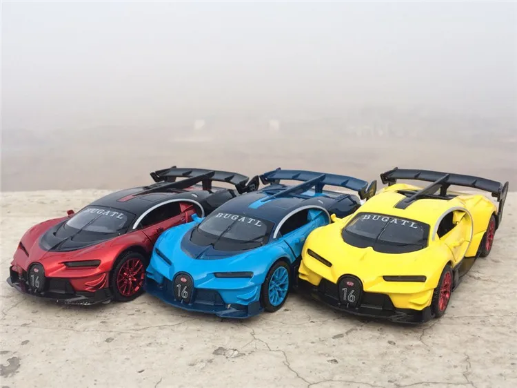 1:32 Масштаб Bugatti Veyron литая под давлением модель автомобиля игрушечный электронный автомобиль с вытягивающимся назад светильник детские игрушки подарок