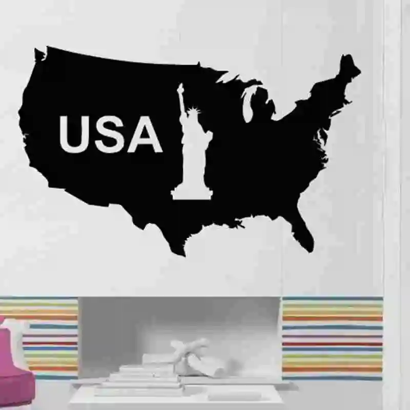 

US Map Sticker USA Decal Muurstickers Posters Vinyl Wall Decals Pegatina Quadro Parede Decor Mural US Map Sticker