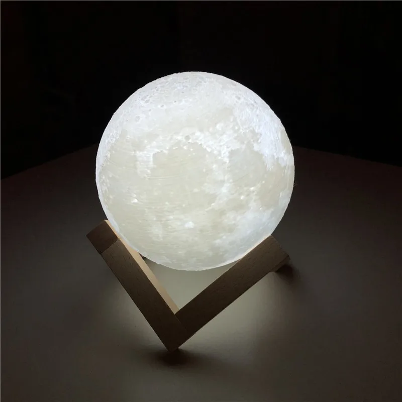 Бесплатная доставка лампа в виде Луны с 3D принтом перезаряжаемая от USB 2 цвета