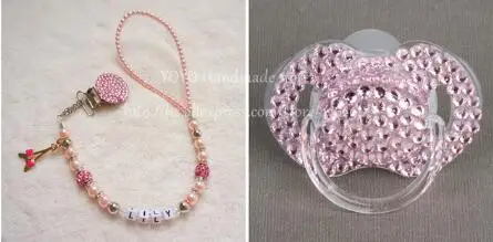 6 to 18 pink MIYOCAR Персонализированные-любое имя Красочные Bling bling соски зажимы/пустышка держатель цепи пустышки зажим/зажим для прорезывателя для ребенка - Цвет: 6 to 18 pink