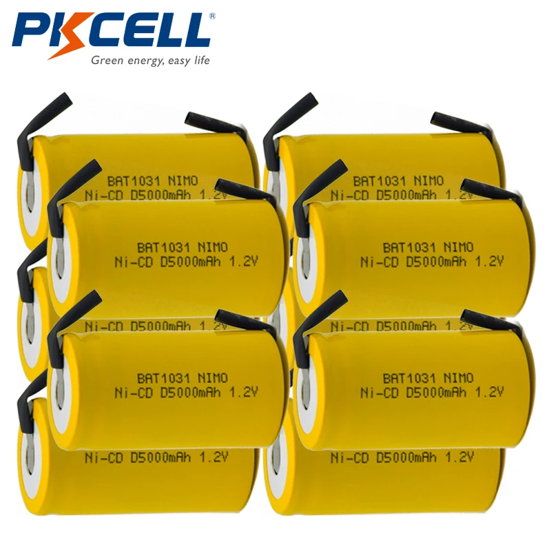 10x PKCELL D Размер 1 2 V 5000mAh никель кадмиевые аккумуляторы с вкладками Быстрая