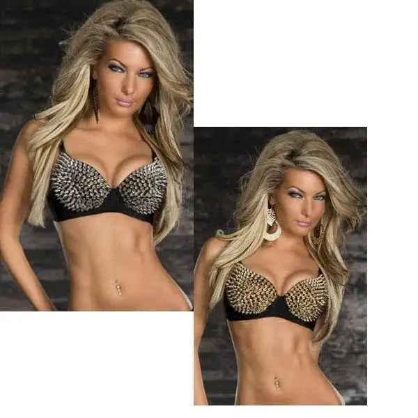 Женский танцевальный бюстгальтер с заклепками золотыми заклепками|bra gold|dance bragold