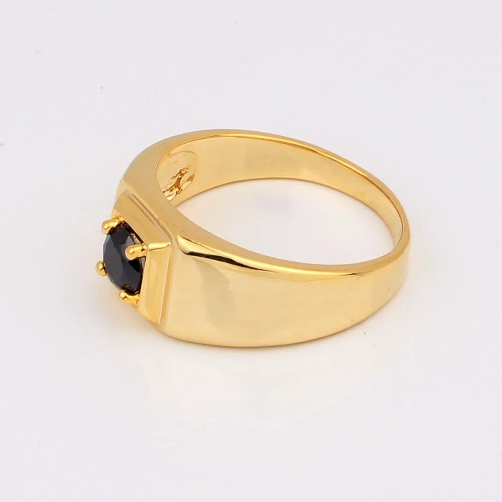 Кольцо мужское с круглым камнем 5 ММ золотого цвета R503|gold plated ring|ring forrings for men |