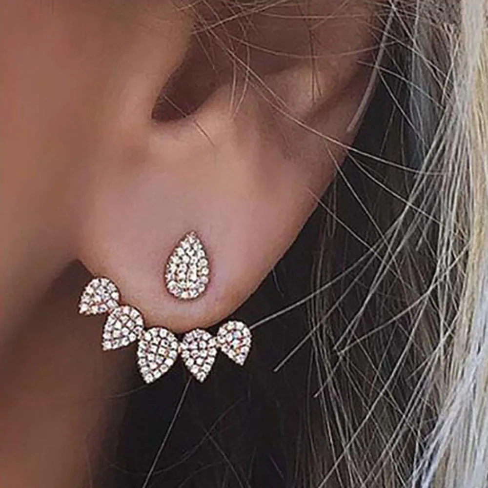 FAMSHIN Boho модные серьги-гвоздики с кристаллами и цветами для женщин, модное ювелирное изделие, золотые, серебряные, простой дизайн, стразы, серьги, ювелирное изделие