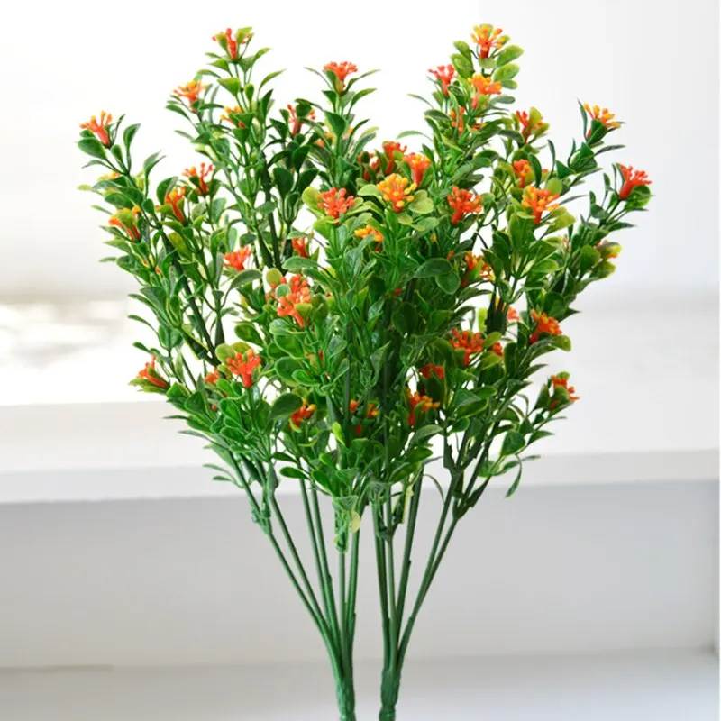 1 шт. (1 = 7 веток) букет искусственных зеленых растений Миланская трава с листьями