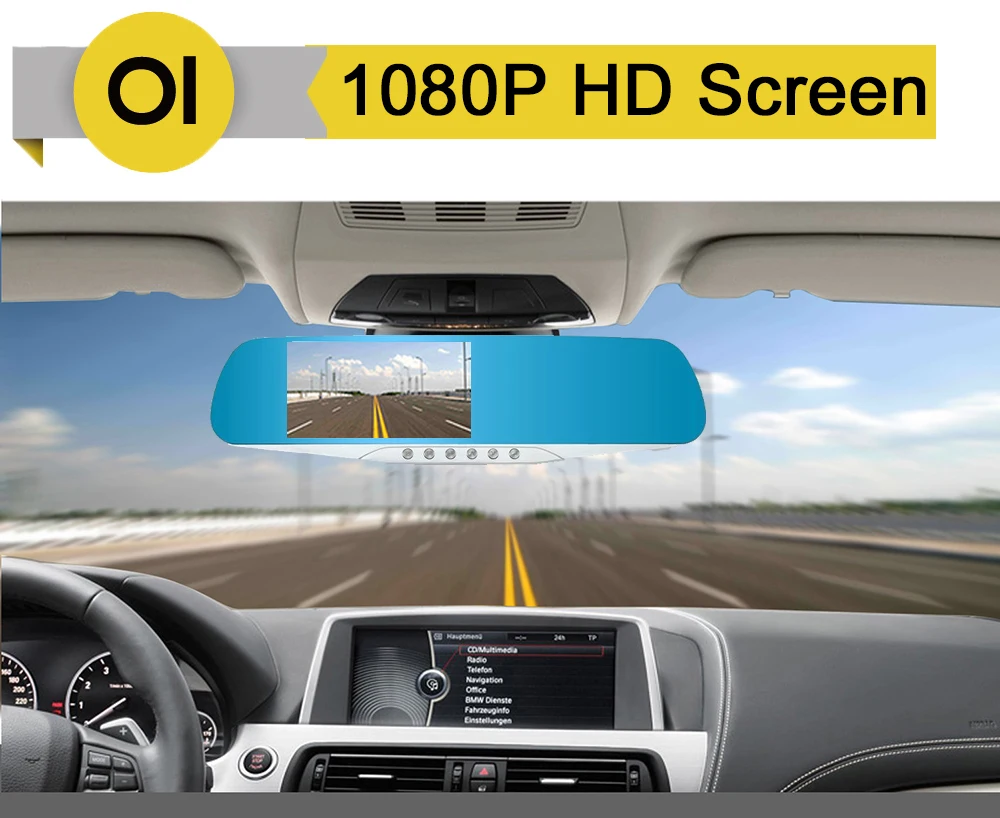4," 1080 P Автомобильное зеркало заднего вида dvr Автомобильный full HD 1080p видеорегистратор для вождения автомобиля камера заднего вида с двумя объективами
