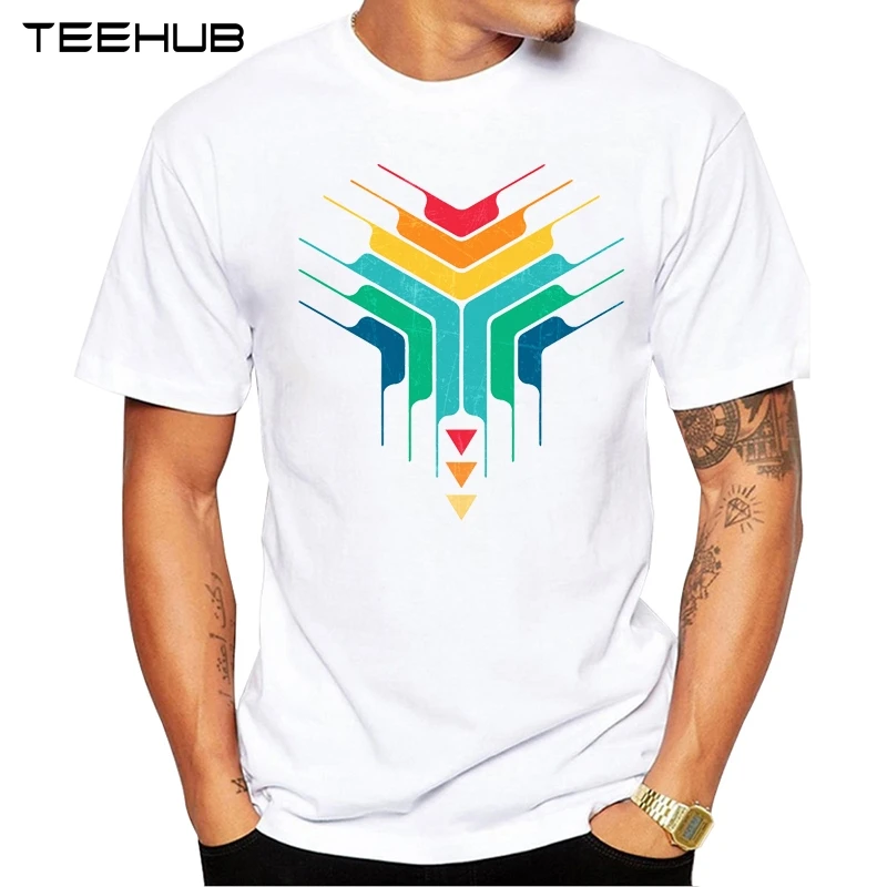 2019 Мужская модная футболка TEEHUB с тремя геометрическими сердечниками коротким