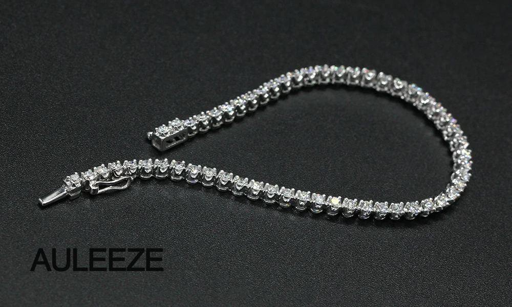 2,5 CTTW Moissanite Теннисный браслет со стразами 18 К белый золотой искусственный бриллиант браслет для свадьбы юбилей женские ювелирные украшения