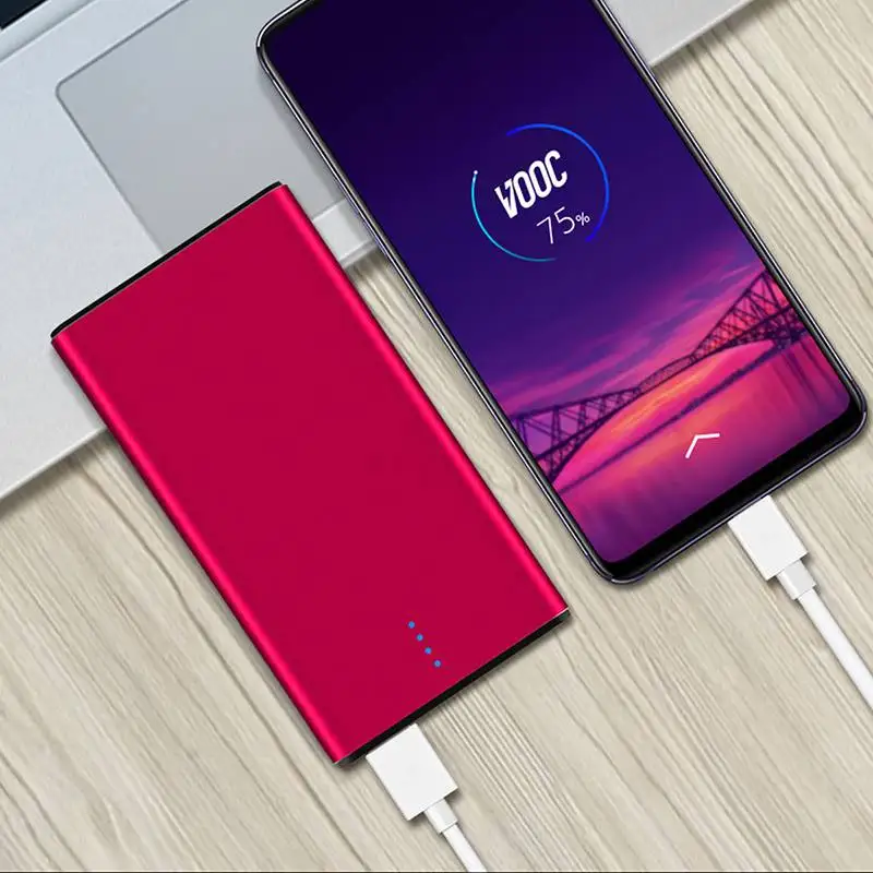 10000 мАч power Bank power bank Тонкий повербанк портативный внешний аккумулятор зарядное устройство для мобильного телефона Xiaomi для Iphone Mobile - Цвет: red