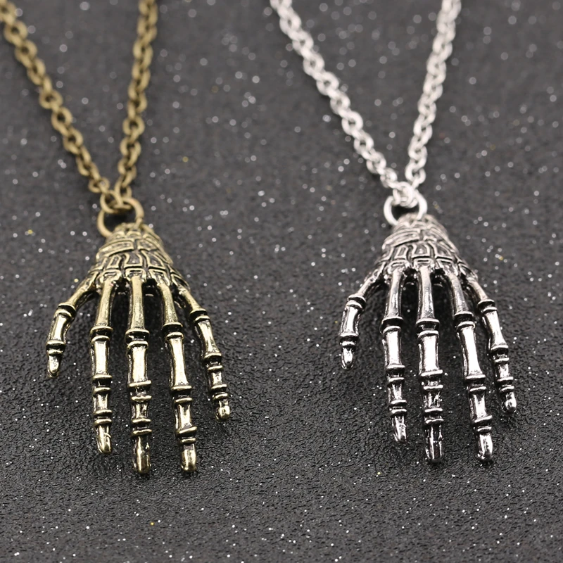 Ожерелье с черепом и костяным когтем готический панк винтажный античная бронза