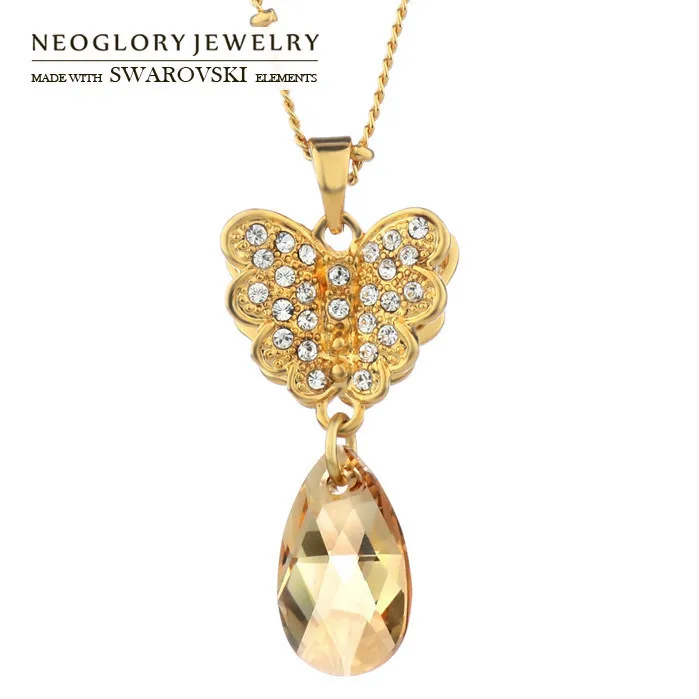 Neoglory австрийский кристалл светло-желтого золота Цвет оптовая продажа Подвески