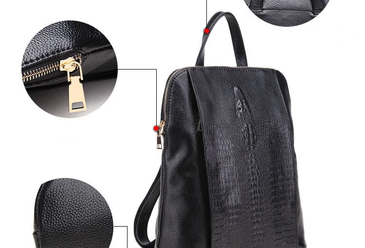 Raged Sheep Women Genuine Leather Backpack 3D Crocodile Women BackPack Daily Bags For Girls College Female Fashion Shoulder Bags
