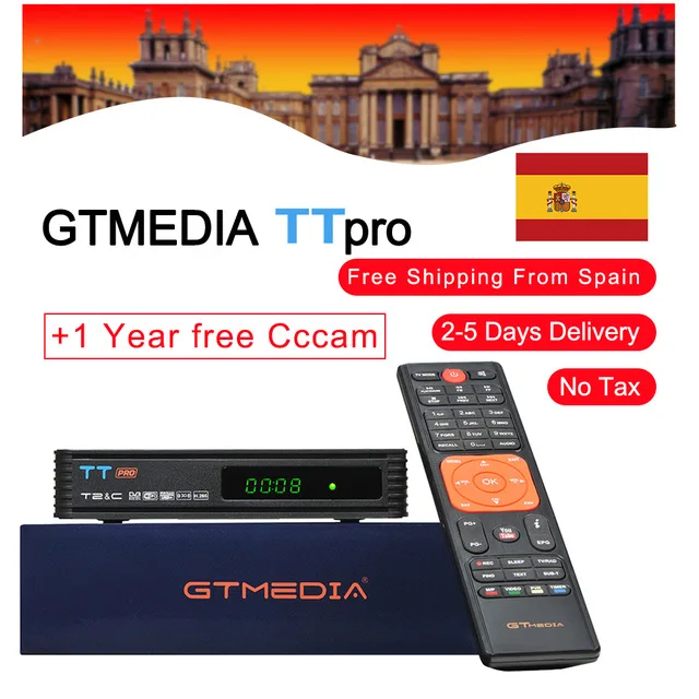 GTMEDIA TT Pro DVB-T2/T DVB-C спутниковый ТВ комбо приемник Поддержка H.265 HD 1080P+ 1 год CCCAM цифровая телеприставка для России