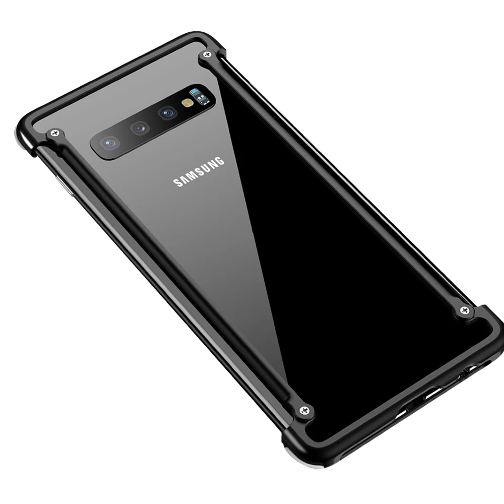OATSBASF оригинальная подушка безопасности металлический корпус для samsung S10 серии оболочка персональная оболочка металлический бампер оболочка - Цвет: Черный