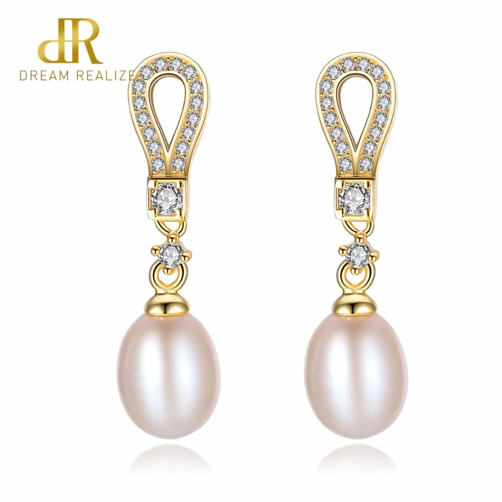 DR Brand Genuine Luxury 925 Sterling Silver Natural Pearl Dangle& Drops Pearls Earrings Perfect Fine Jewelry for Women Gift | Украшения