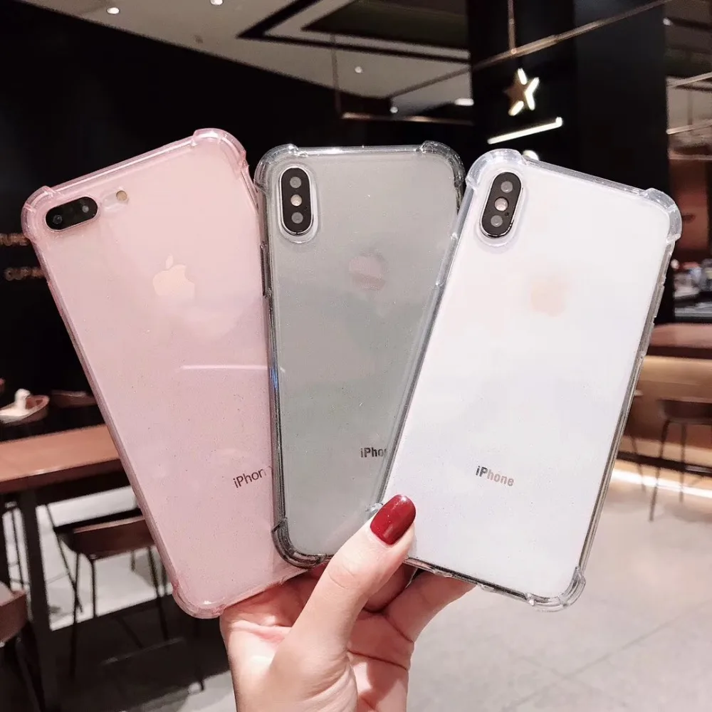 QJW с сияющими блестками анти стук чехол для телефона iPhone 6 6S 7 8 Plus X XS XR Макс моды