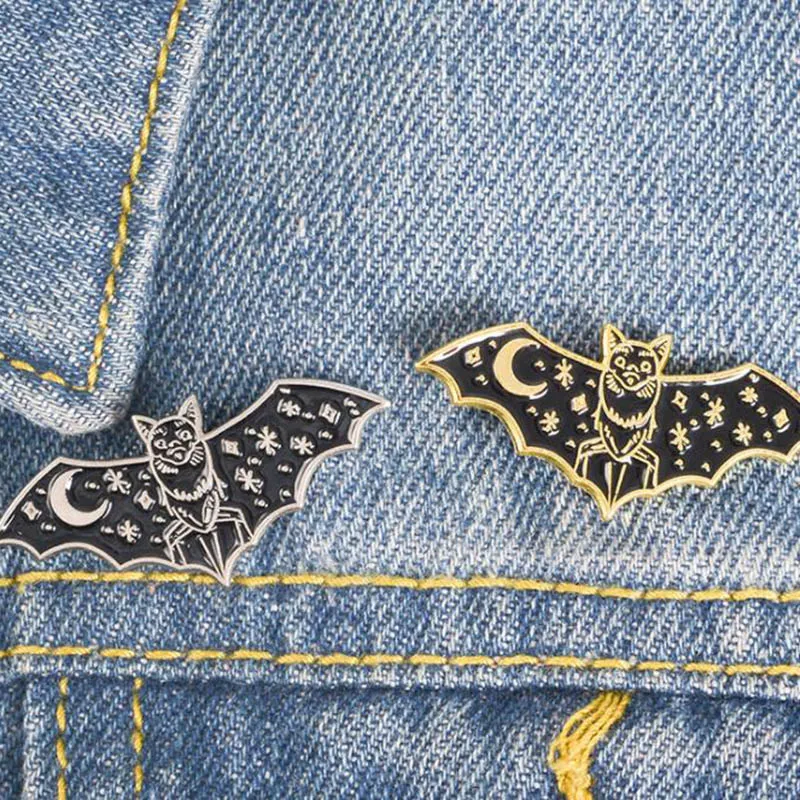 New dark flying animal drop oil black and white metal badge fashion series brooch gift bag clothing accessories | Украшения и