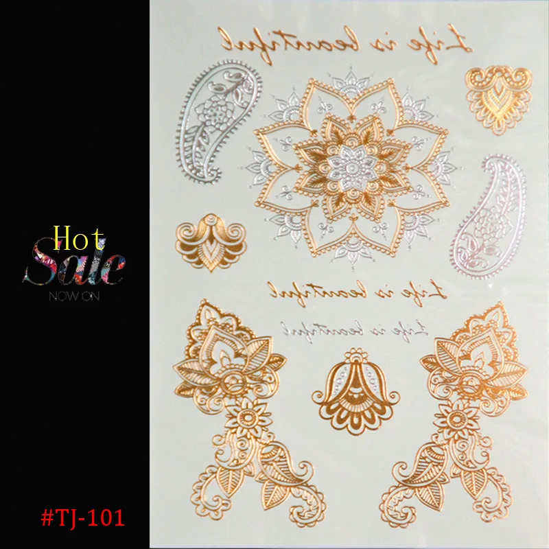 Новый Боди-арт цепи золото татуировки временные флэш металлические ювелирных