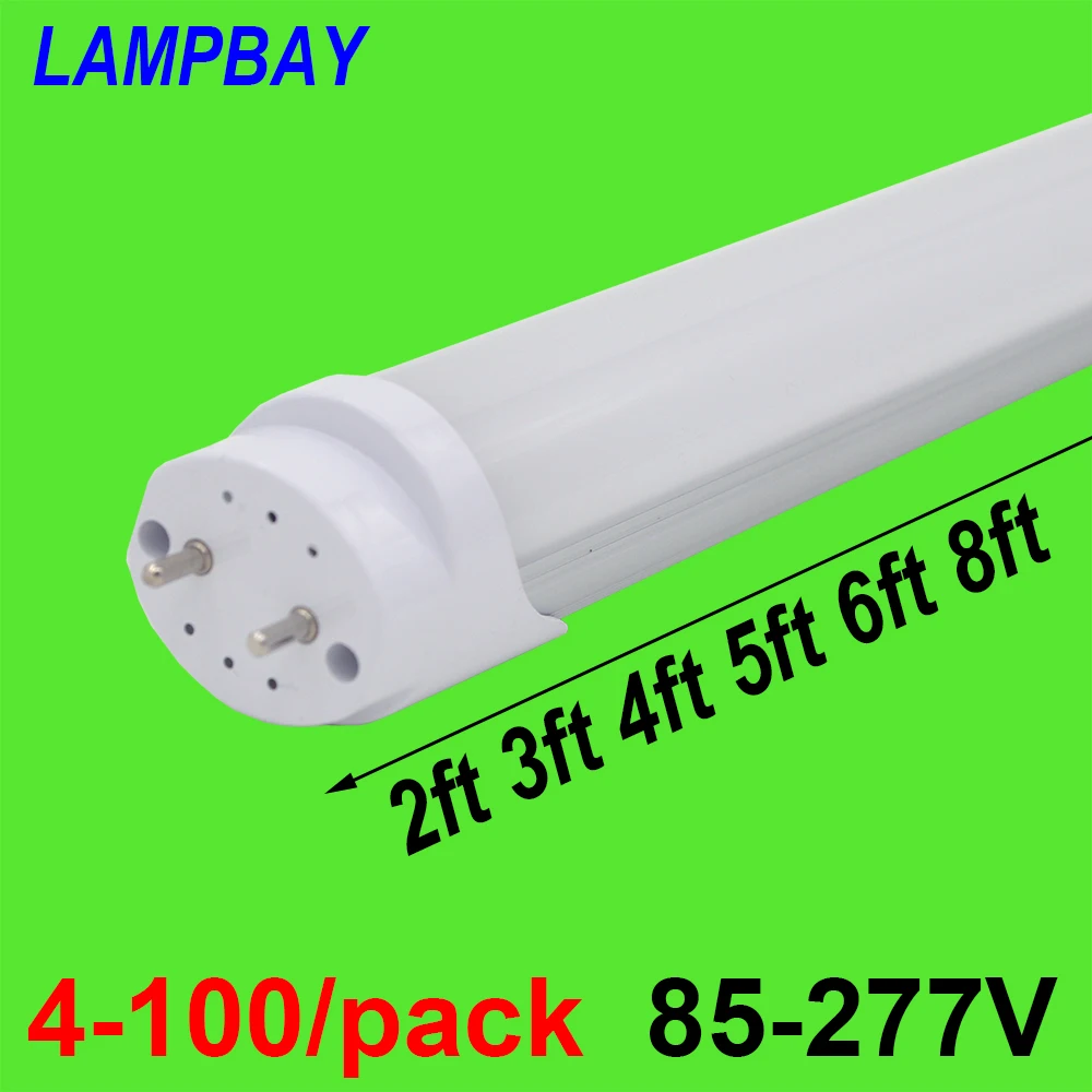 4-100/pack LED Tube Light 2ft 3ft 4ft 5ft 6ft Retrofit Bulb T8 G13 Bi-pin Fluorescent Lamp 0.6m 0.9m 1.2m 1.5m 1.8m Bar Lighting