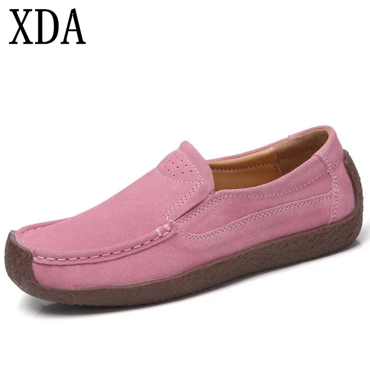 XDA/Новинка 2019 года удобные лоферы женские замшевые туфли на плоской подошве