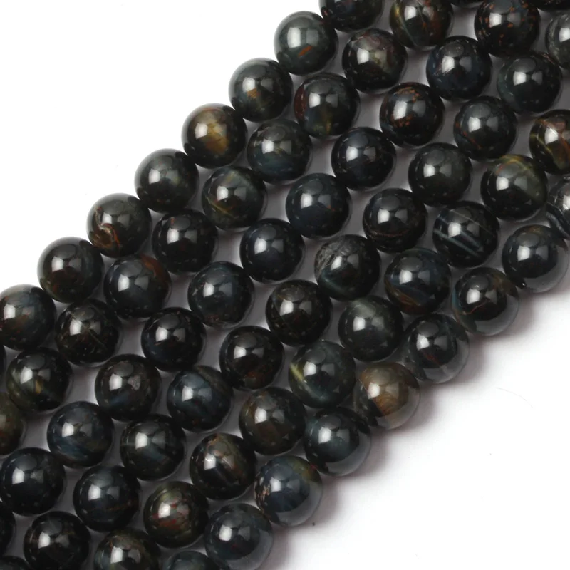 Круглые синие камни тигровый глаз бусины из натурального камня незакрепленные