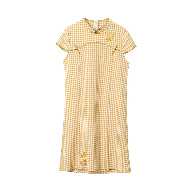 Шелк атлас cheongsam китайское традиционное платье vestido короткий рукав женский Высокий воротник qipao вечерние платья