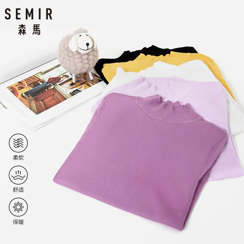 SEMIR женский свитер 2020 зимний Топ с высоким воротом тонкий пуловер Джемпер вязаный