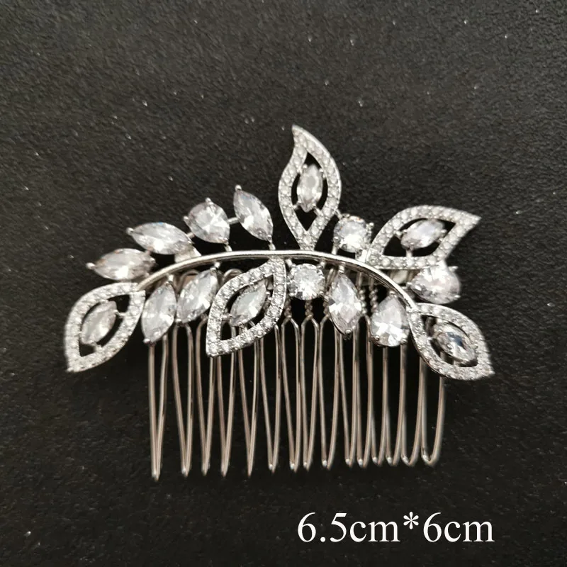 0611 Silver SLBRIDAL роскошный модный Шарм Мода зубец Установка кубического циркония свадебные расческа для волос свадебные женские украшения для девочек аксессуары для волос - Окраска металла: 0611 Silver