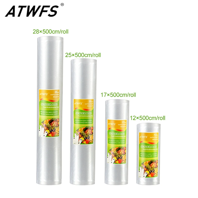 ATWFS 4 рулона вакуумный упаковщик упаковочная машина для сумок кухонный вакуумный контейнер упаковочная машина вакуумный мешок для хранения пищи вакуумный мешок