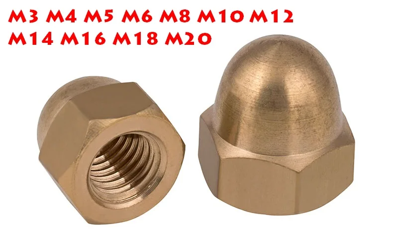 Латунные гайки DIN1587 купольная головка фотоэлемент M14 M16 M18 M20 с шестигранной