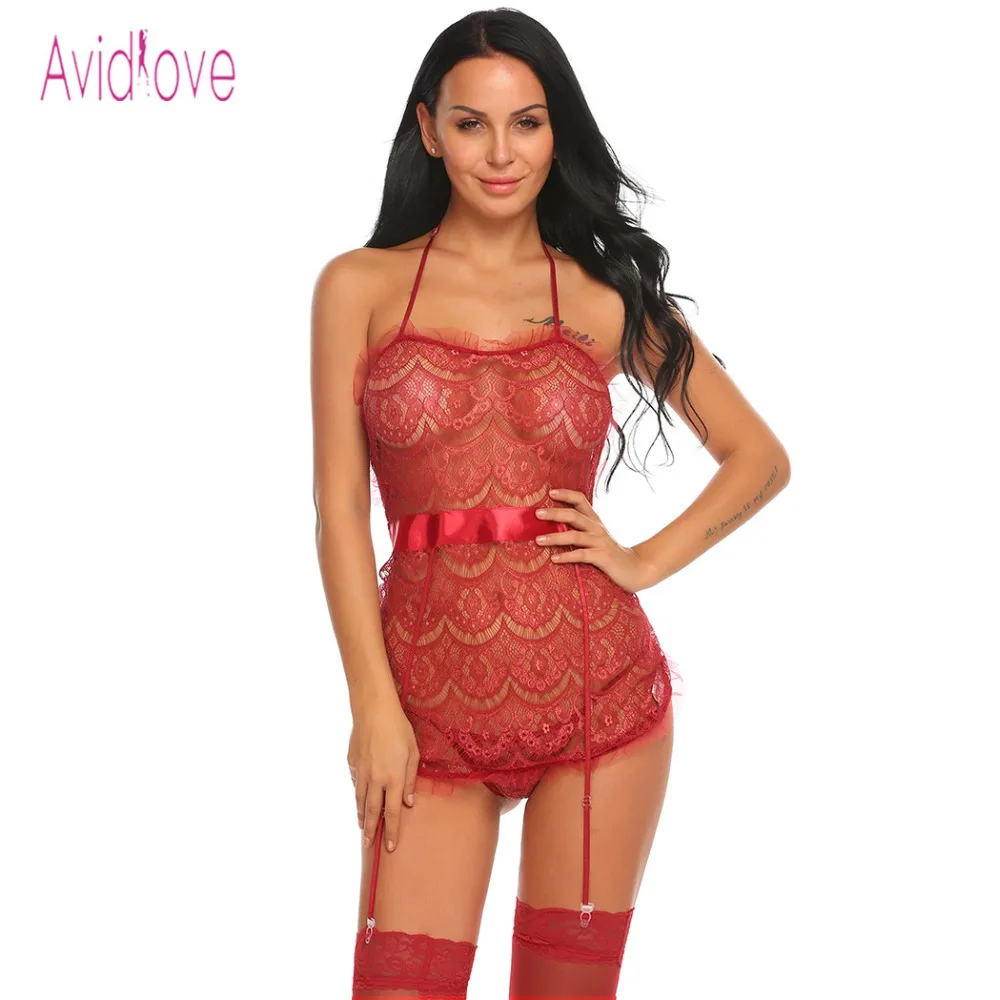 Женское нижнее белье Avidlove эротическое Babydoll пикантное боди с сеткой Пижама|bodysuit