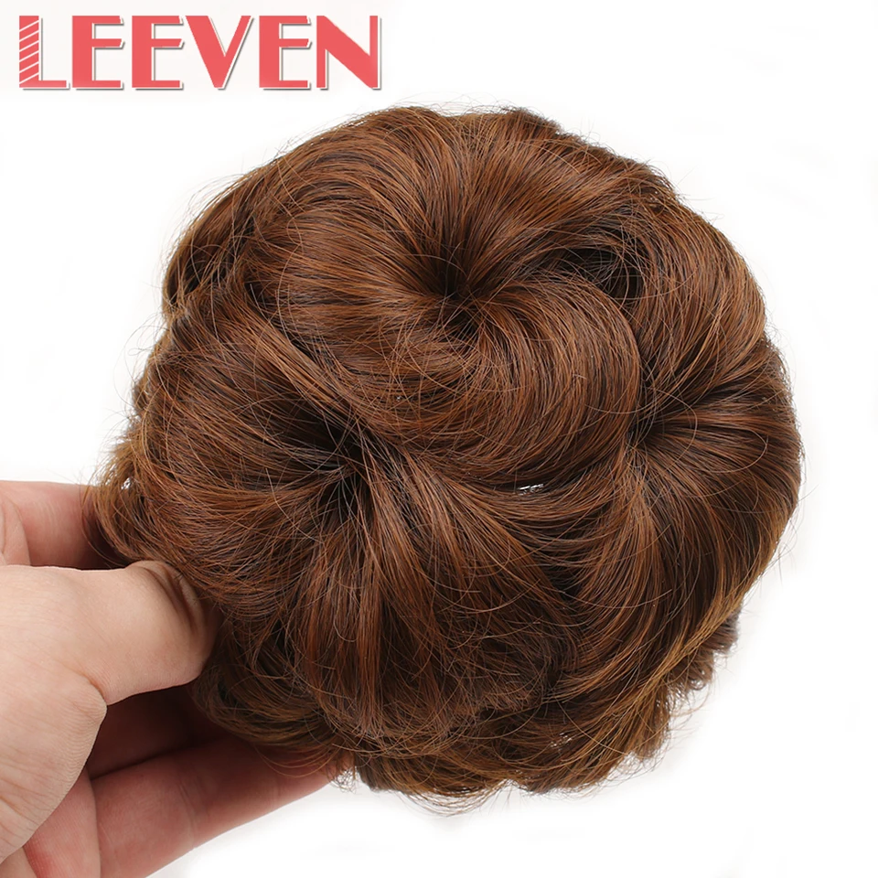 Leeven Для женщин вьющиеся Chignon клип в упругой поддельные Синтетические волосы Бун