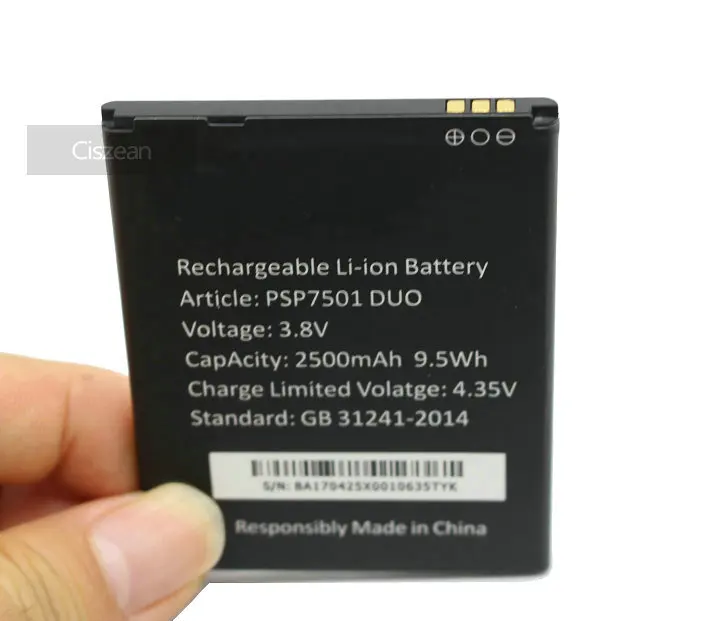 Сменный аккумулятор 10 шт./лот PSP7501 DUO 2500 мАч для смартфона Prestigio Grace R7 PSP 7501 DUO|battery
