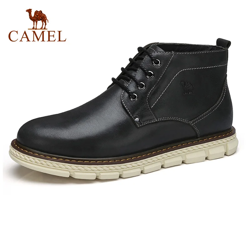 CAMEL/мужские ботинки; сезон осень-зима; повседневные мужские ботинки из натуральной кожи; удобные Молодежные мужские ботинки с высоким берцем