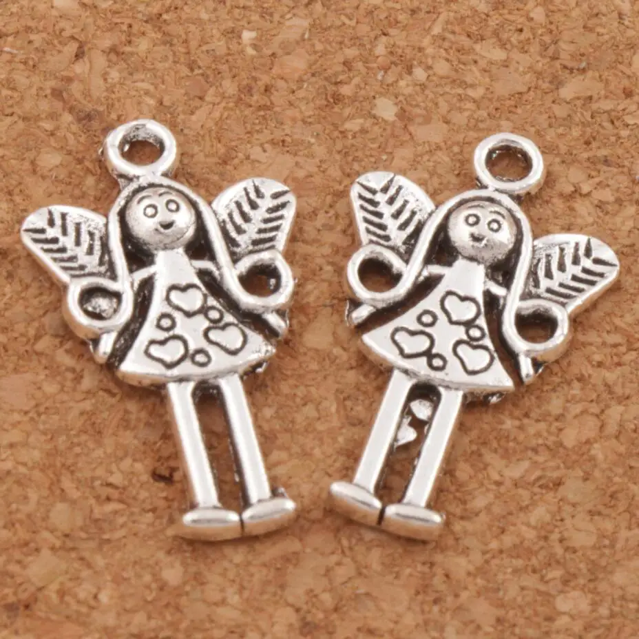 

Leaf Wing Heart Angel Girl Charm Beads 25Pcs Zinc Alloy Pendants Jewelry DIY 25.1x14.7mm L1150